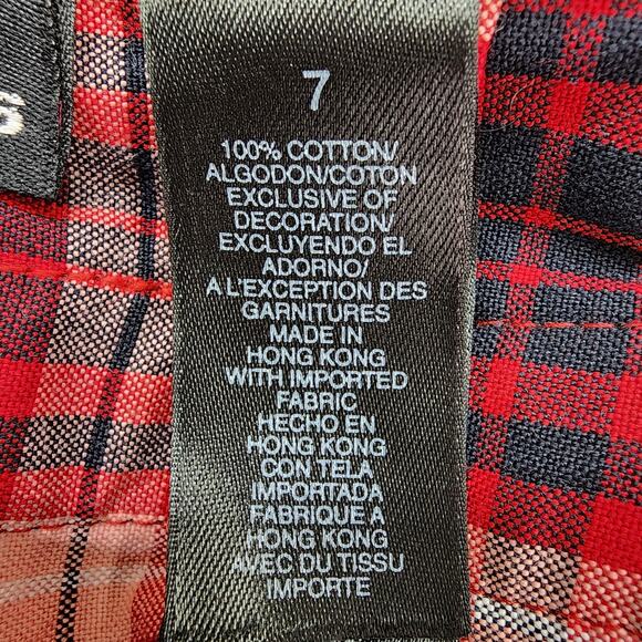 Vintage 90s DKNY Skirt Women 7 Juniors Red Plaid Pleated Double Buckle Wrap Mini - Picture 6 of 11